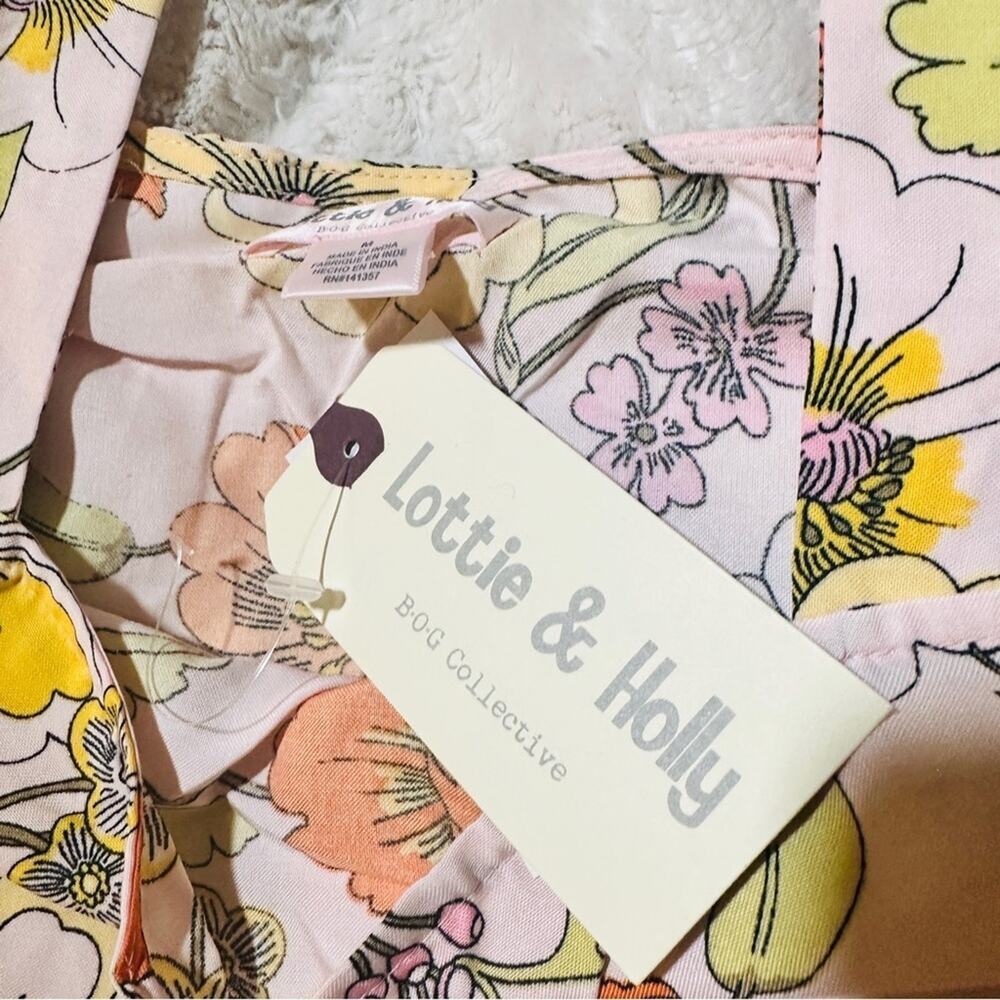 Lottie & Holly Floral Square Neck Flutter Sleeve Mini Dress NWT M - Picture 11 of 14